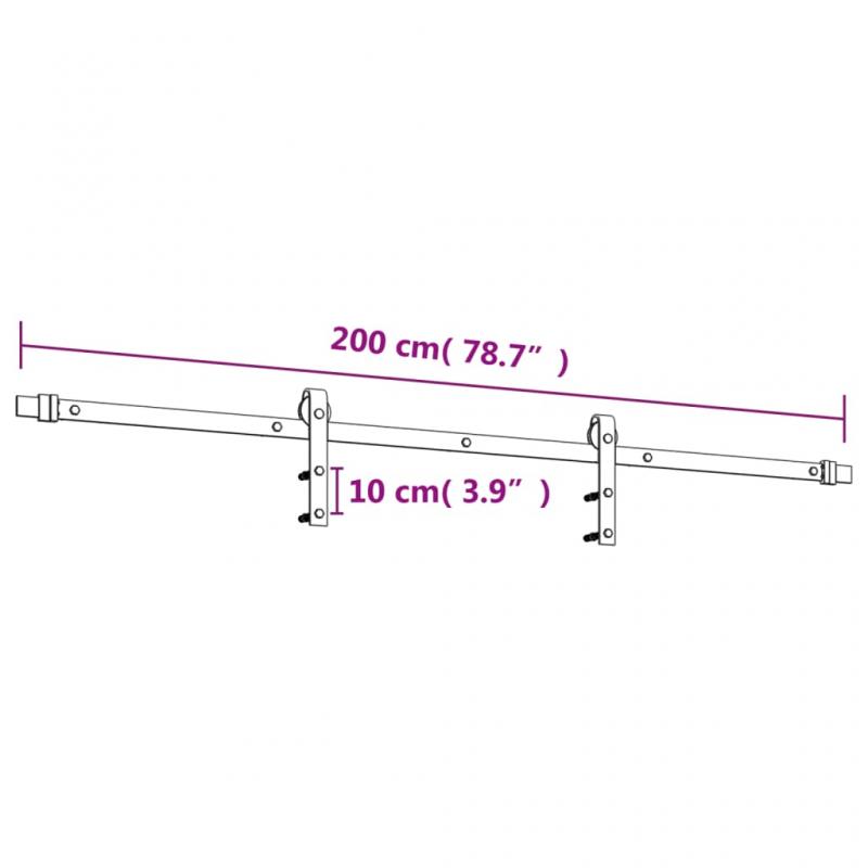 1 VidaXL Skjutdrr med beslag 100x210 cm massiv furu vit