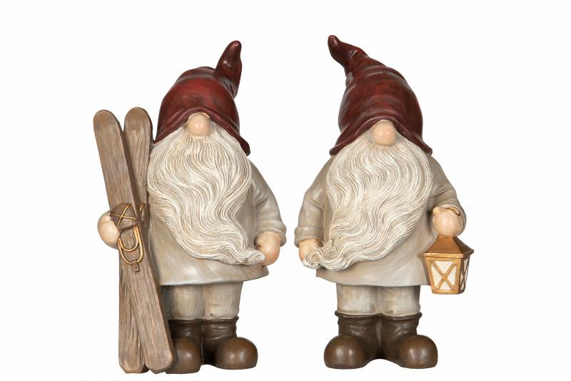 1 A Lot decoration Juldekoration Tomte Skidor/Lykta Mix Poly 2-pack