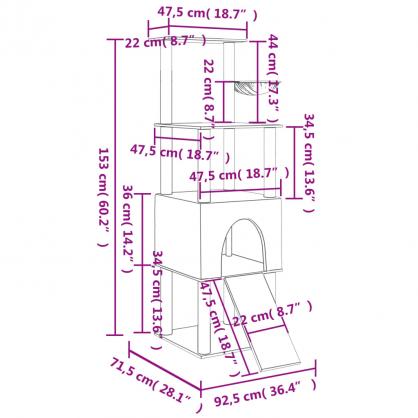 1 VidaXL Kattmbel Klstrd med sisalpelare grddvit 153 cm