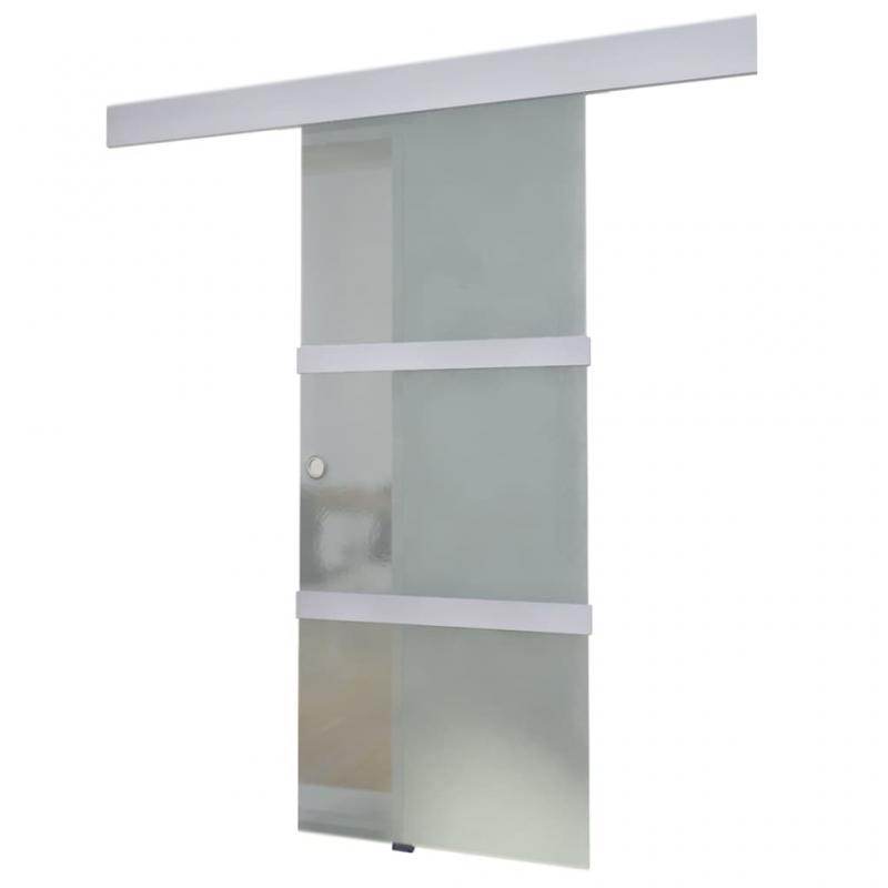 1 VidaXL Skjutdrr ESG-glas och aluminium 76x205 cm silver