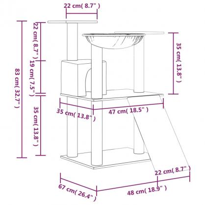 1 VidaXL Kattmbel Klstrd med sisalpelare ljusgr 83 cm