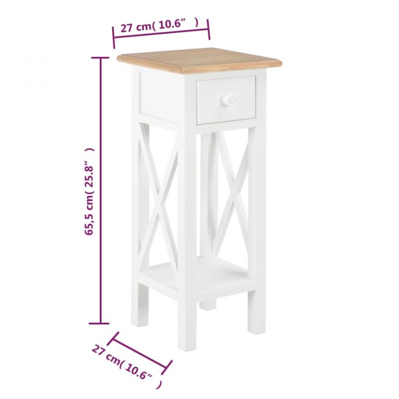 1 VidaXL Sidobord vit 27x27x65,5 cm tr