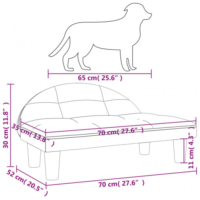 1 VidaXL Hundsng Hundbdd ljusgr 70x52x30 cm sammet