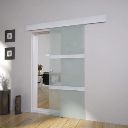 1 VidaXL Skjutdrr ESG-glas och aluminium 76x205 cm silver