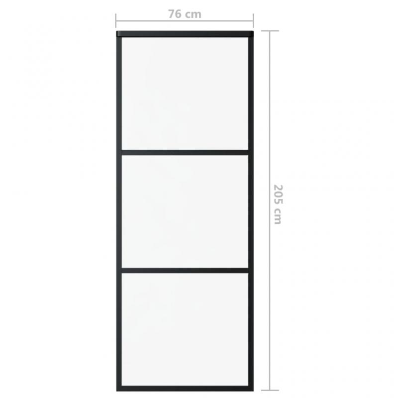 1 VidaXL Skjutdrr ESG-glas och aluminium 76x205 cm svart