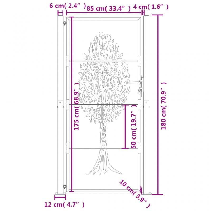 1 VidaXL Trdgrdsgrind rosttrgt stl trddesign 105x180 cm