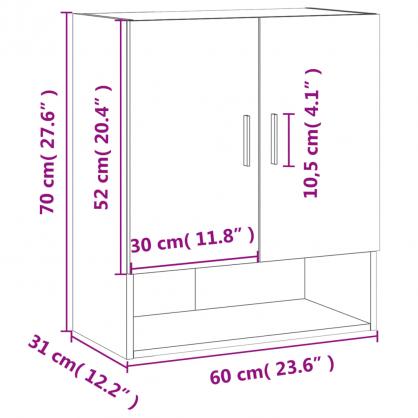 1 VidaXL Vggskp gr sonoma 60x31x70 cm konstruerat tr