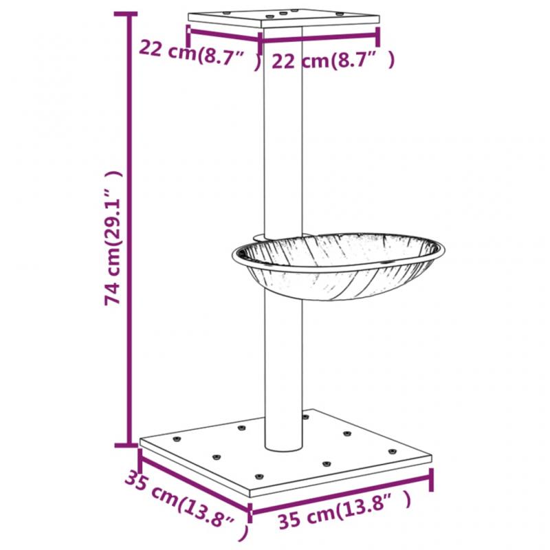 1 VidaXL Kattmbel Klstrd med klspelare sisal grddvit 74 cm