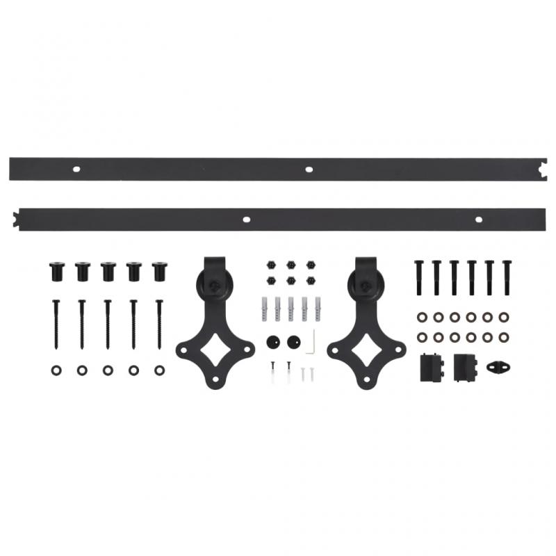 1 VidaXL Skjutdrr med beslag 070x210 cm massiv furu svart