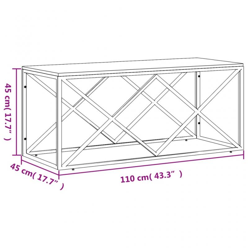 1 VidaXL Soffbord rostfritt stl silver och massivt tervunnet tr 110x45x45 cm