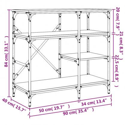 1 VidaXL Hylla/Avlastningsbord rkfrgad ek 90x40x84 cm konstruerat tr och metall