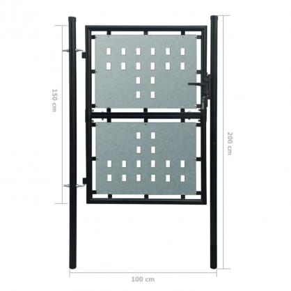 1 VidaXL Grind singeldrr svart 100 x 200 cm