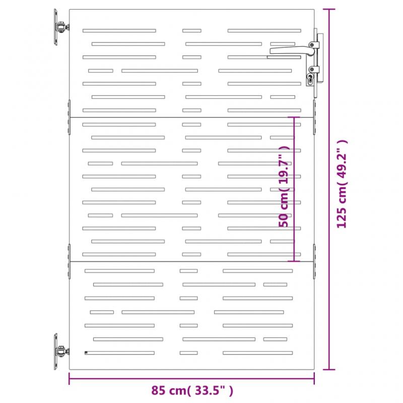 1 VidaXL Trdgrdsgrind rosttrgt stl fyrkantig design 85x125 cm