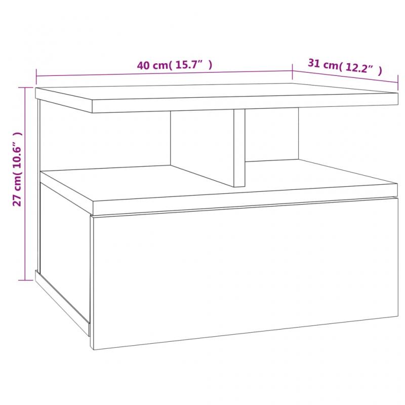 1 VidaXL Sngbord svvande 40 x 31 x 27 cm sonoma-ek