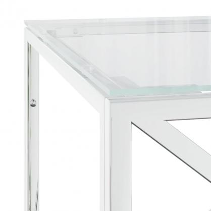 1 VidaXL Soffbord rostfritt stl silver och hrdad glas 110x45x45 cm