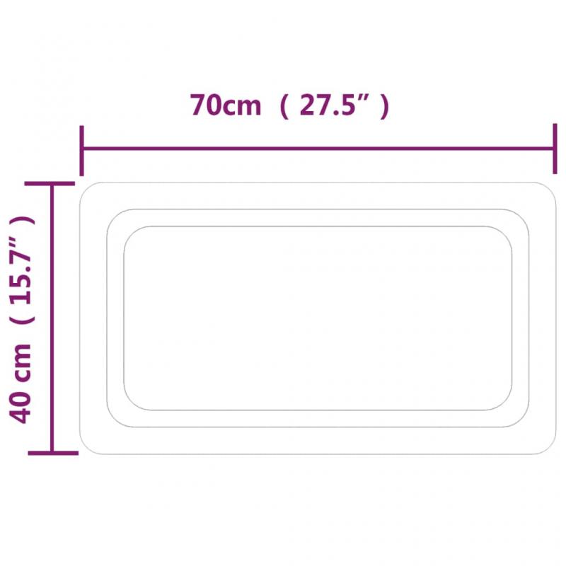 1 VidaXL Badrumsspegel LED rektangulr 70x40 cm