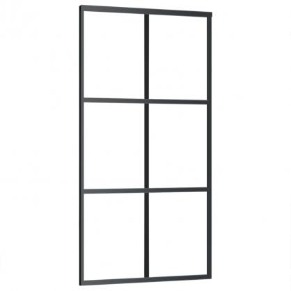 1 VidaXL Skjutdrr ESG-glas och aluminium 102x205 cm svart