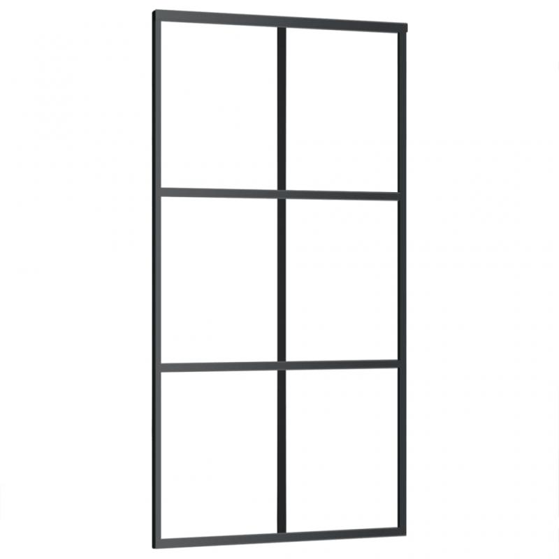 1 VidaXL Skjutdrr ESG-glas och aluminium 102x205 cm svart