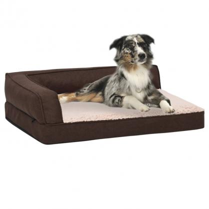 1 VidaXL Hundsng Ergonomisk hundmadrass 60x42 cm linnelook fleece brun