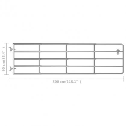 1 VidaXL Grdsgrind 5 stnger stl silver (115-300)x90 cm