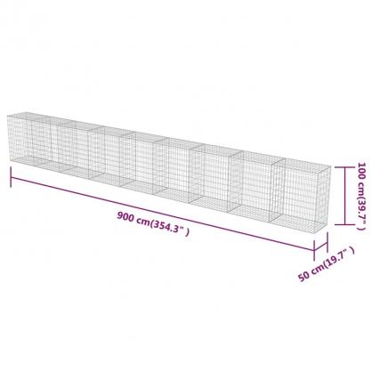 1 VidaXL Gabionmur i galvaniserat stl 900x50x100 cm