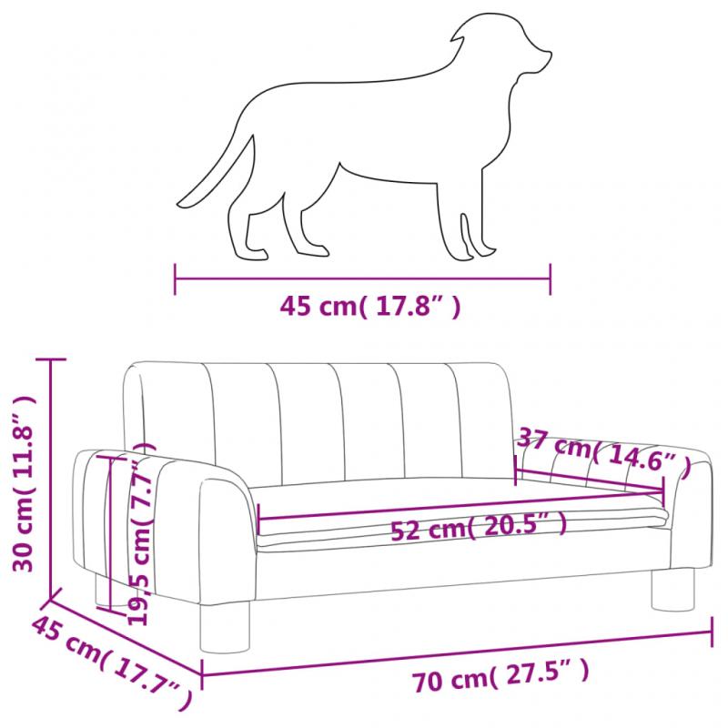 1 VidaXL Hundsng Hundbdd ljusgr 70x45x30 cm tyg