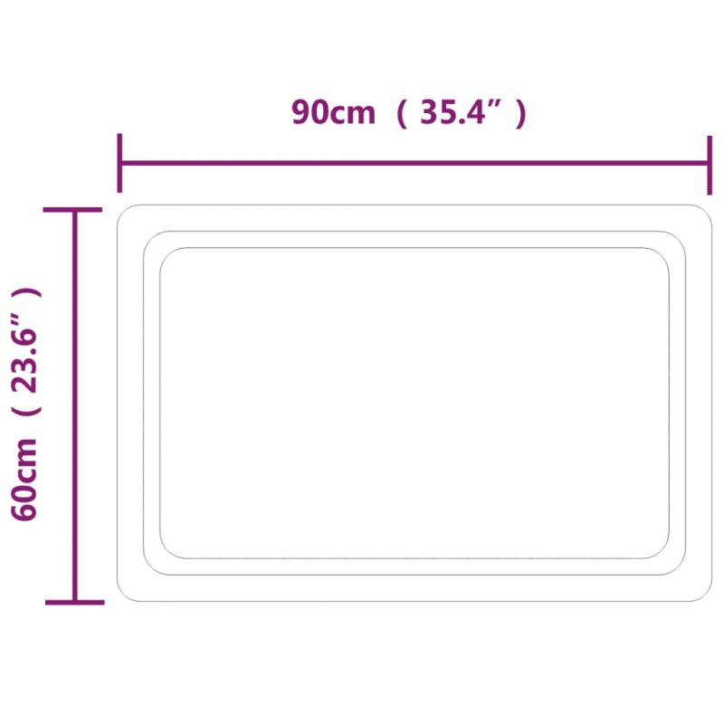 1 VidaXL Badrumsspegel LED rektangulr 90x60 cm