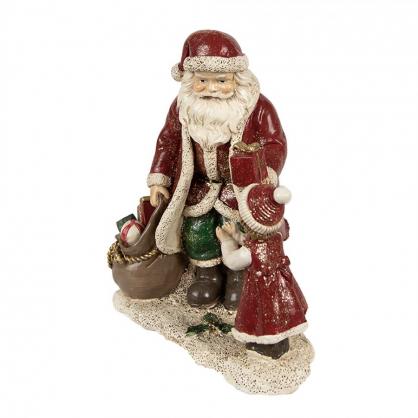 1 Clayre Eef Juldekoration Tomte 14x9x14 cm Rd Polyresin