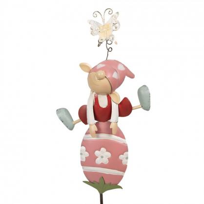 1 Clayre Eef Trdgrdsstick Gnome Rosa 24x7x84 cm