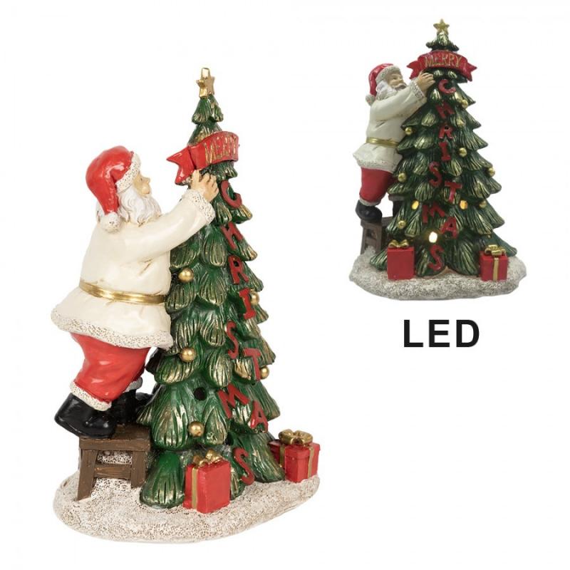 1 Clayre Eef Juldekoration LED tomte med trd grn 15x10x22 cm