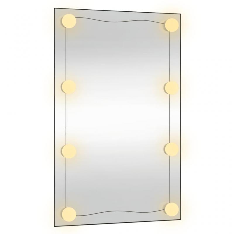 1 VidaXL XX Vggspegel med LED-belysning rektangulr 50x80 cm glas