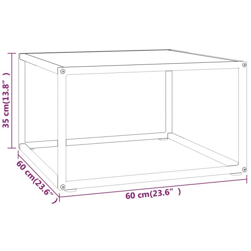 1 VidaXL Soffbord hrdat glas svart vit marmor glas 60x60x35 cm