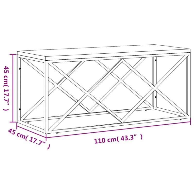 1 VidaXL Soffbord rostfritt stl guld och massivt tervunnet tr 110x45x45 cm