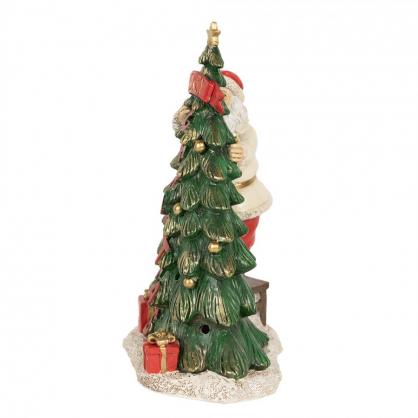 1 Clayre Eef Juldekoration LED tomte med trd grn 15x10x22 cm