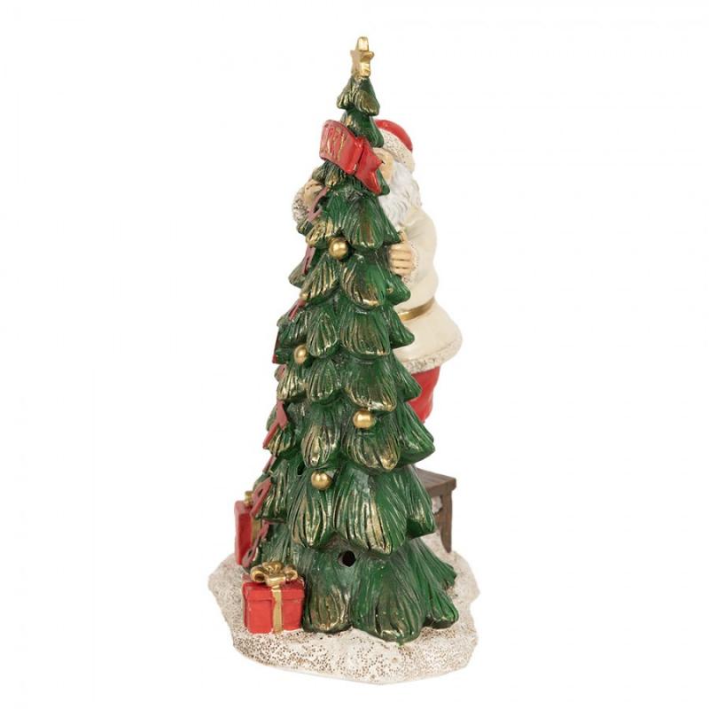 1 Clayre Eef Juldekoration LED tomte med trd grn 15x10x22 cm