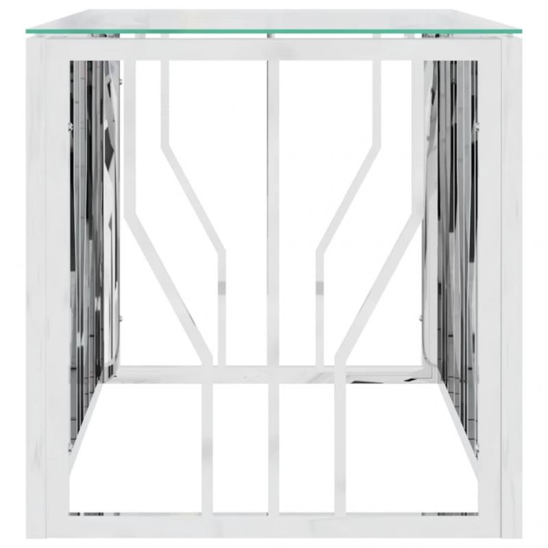 1 VidaXL Soffbord rostfritt stl silver och hrdad glas 110x45x45 cm