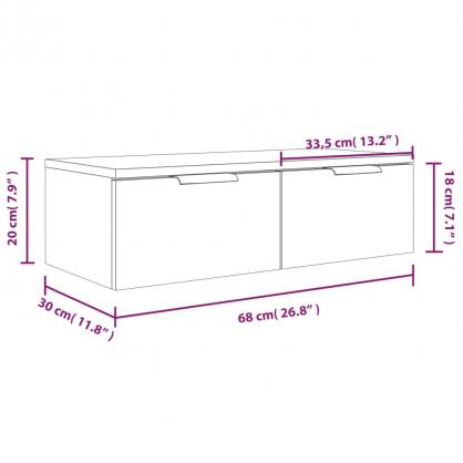 1 VidaXL Vggskp 68x30x20 cm svart konstruerat tr