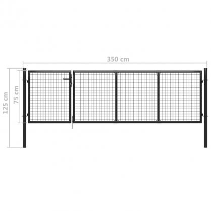 1 VidaXL Trdgrdsgrind stl antracit 350x75 cm