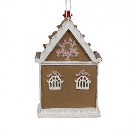 1 Clayre Eef Julgranspynt 2-pack Pepparkakshus 6x4x9 cm Rosa