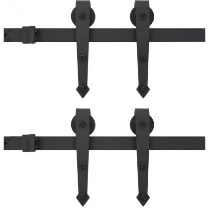 1 VidaXL Skjutdrrsbeslag 2x183 cm stl svart