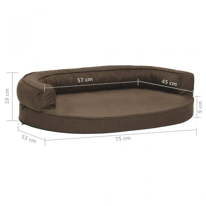 1 VidaXL Hundsng Ergonomisk hundmadrass 75x53 cm linnelook brun