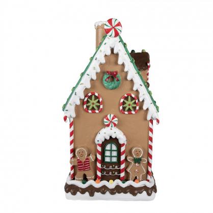 1 Clayre Eef Juldekoration Pepparkakshus XXL 51 cm Brunt polyresin