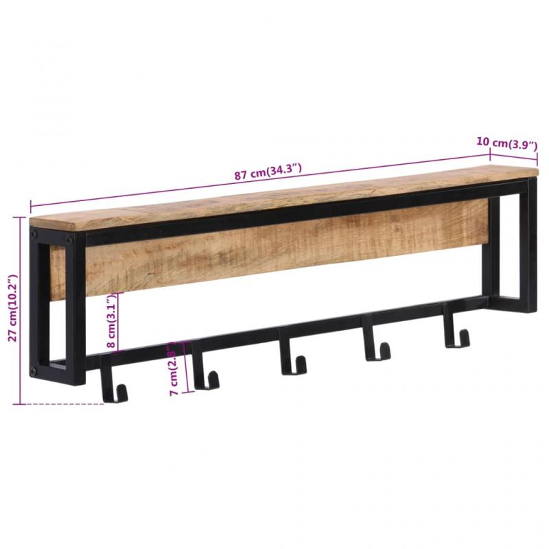 1 VidaXL Kldhngare 87x10x27 cm massivt grovt mangotr