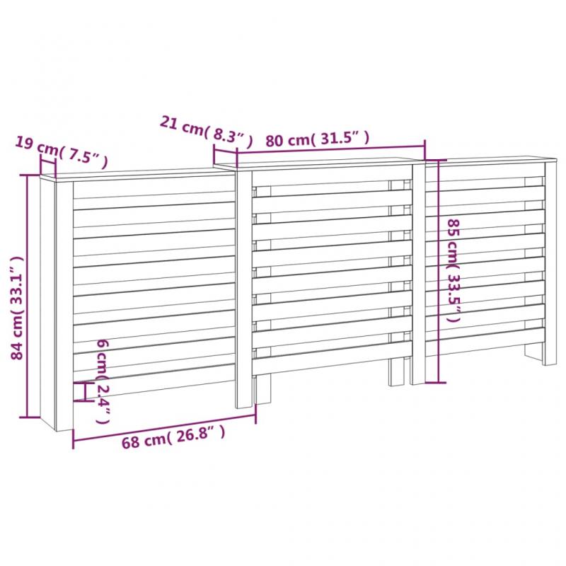 1 VidaXL Elementskydd massiv furu horisontala ribbor natur 210x21x85 cm