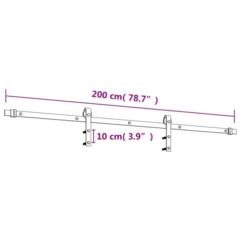 1 VidaXL Skjutdrr med beslag 100x210 cm massiv furu svart