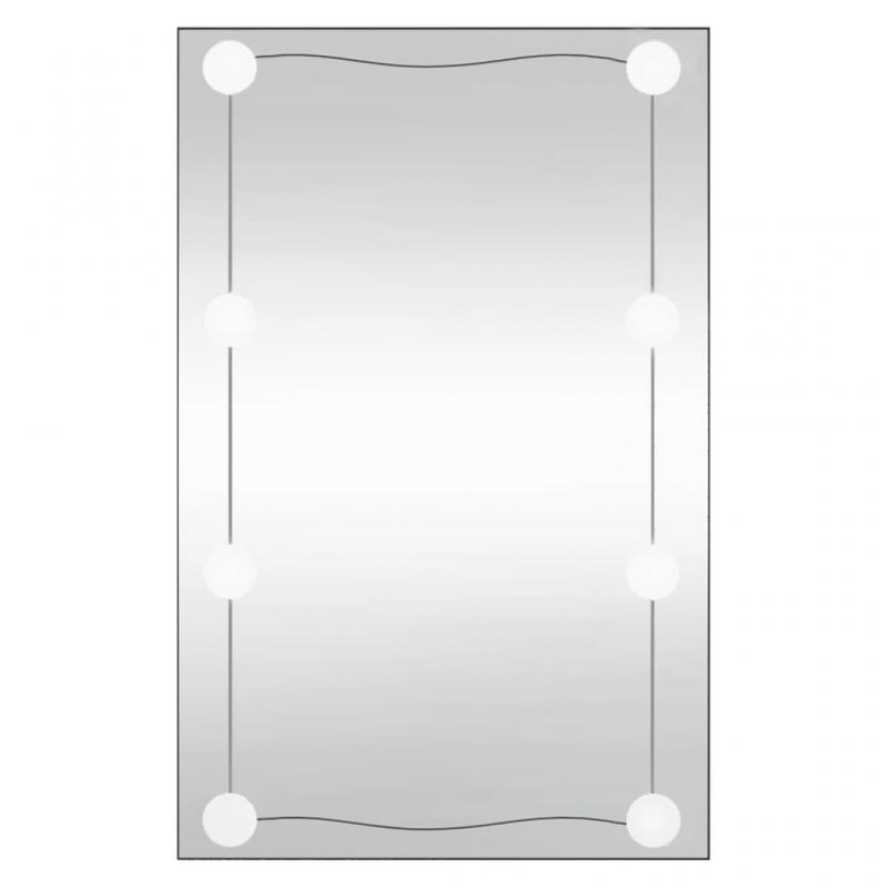 1 VidaXL XX Vggspegel med LED-belysning rektangulr 50x80 cm glas