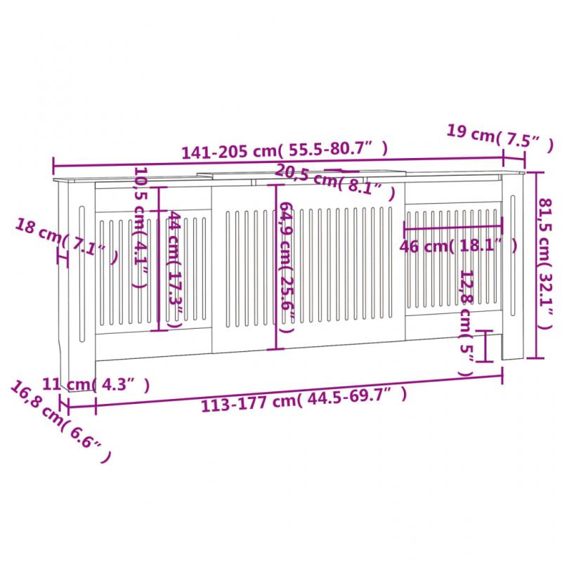 1 VidaXL Elementskydd MDF vertikala ribbor natur 205 cm