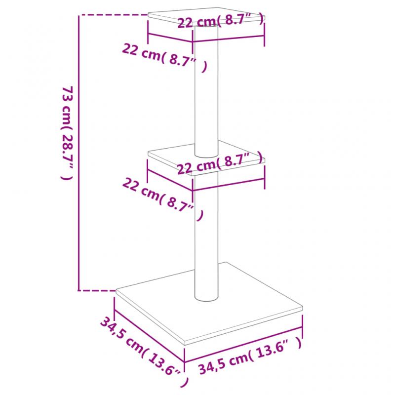 1 VidaXL Kattmbel Klstrd med sisalpelare mrkgr 73 cm