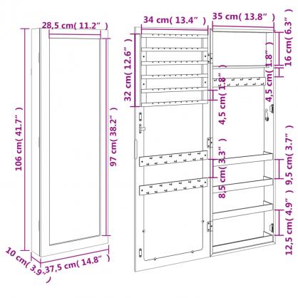 1 VidaXL Vggspegel Spegelskp svart Vggmonterad 37,5x10x106 cm