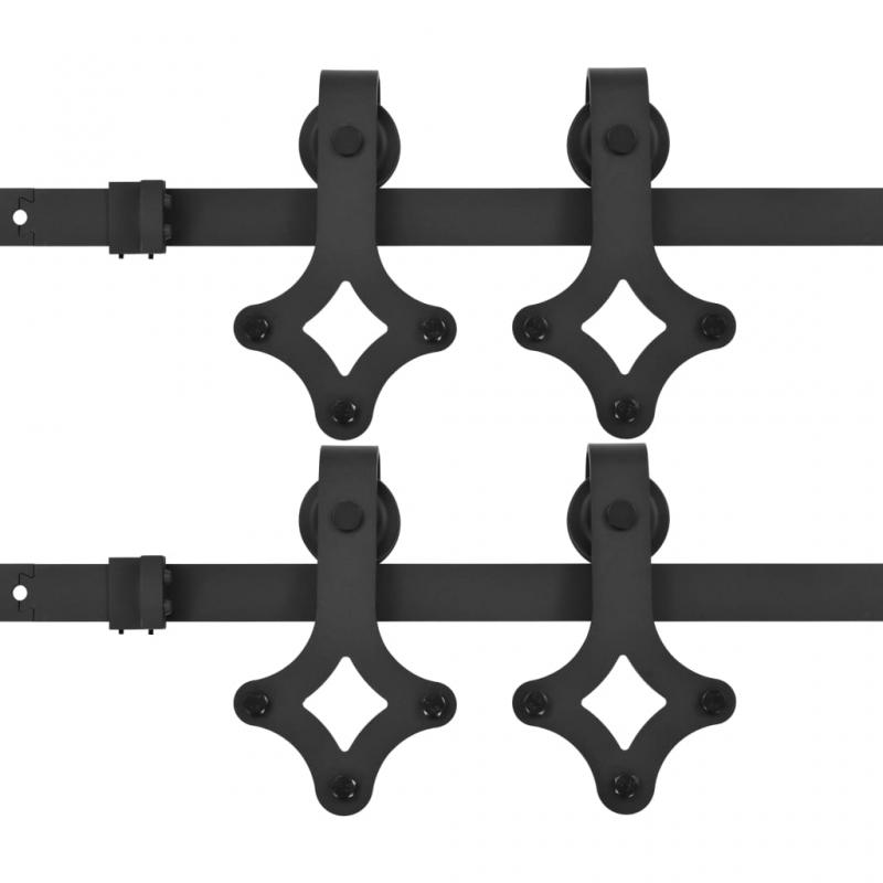 1 VidaXL Skjutdrrsbeslag 2 st 200 cm stl svart